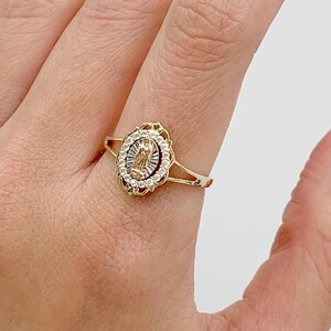 14K 3 tone Virgin Mary Ring
