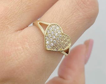 10K CZ HEART RING