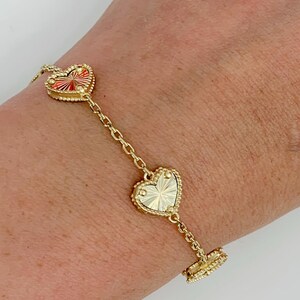 14K SMALL HEARTS BRACELET