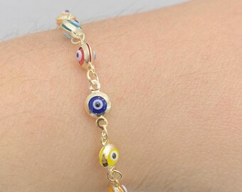 14K COLORFUL EVIL EYE