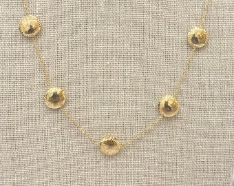 14K Puff Circle Necklace