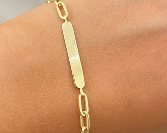 14K Mini ID Open Link Bracelet