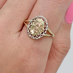 14K 3 tone VIRGIN MARY RING