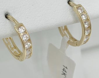 14K CZ HOOPS