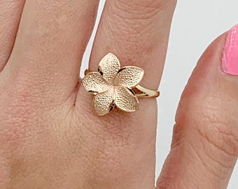 14K ROSE GOLD HIBISCUS Ring