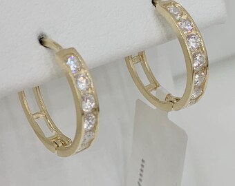 14K CZ HOOPS