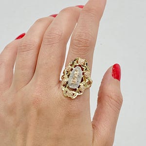 14K 3 tone Virgin Mary Ring