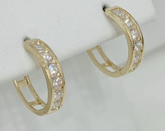 14K CZ HOOPS