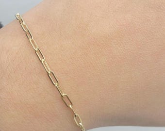 14K 2MM PAPER CLIP BRACELET