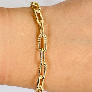 14K Textured Open Link Bracelet