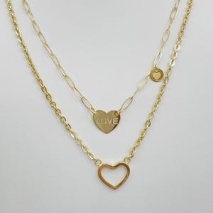 14K DOUBLE HEART 2 in 1 NECKLACE