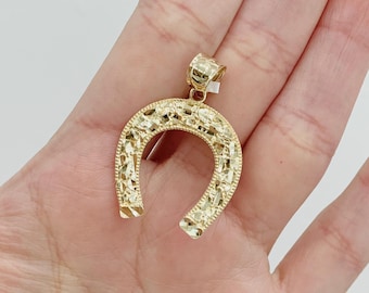 14K NUGGET HORSESHOE PENDANT
