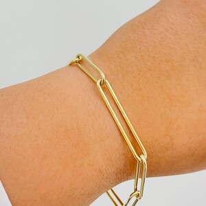 14K Long link Paperclip Bracelet