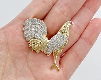 14K CZ ROOSTER PENDANT
