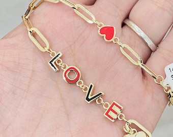 14K “LOVE” Open Link Bracelet