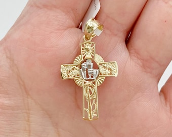 14K Cross Pendant with Symbols