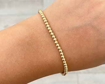 14K Smooth Beaded Bracelet