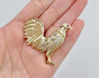 14K CZ ROOSTER PENDANT