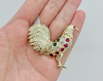 14K CZ ROOSTER PENDANT