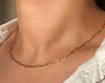 14K Mini Paperclip Chain