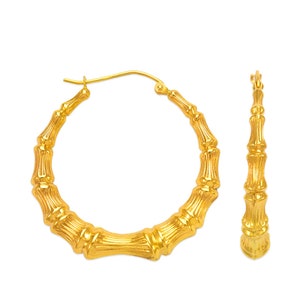 14K Large Bamboo Hoops