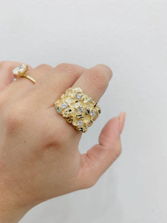 14K CZ NUGGET RING - Etsy