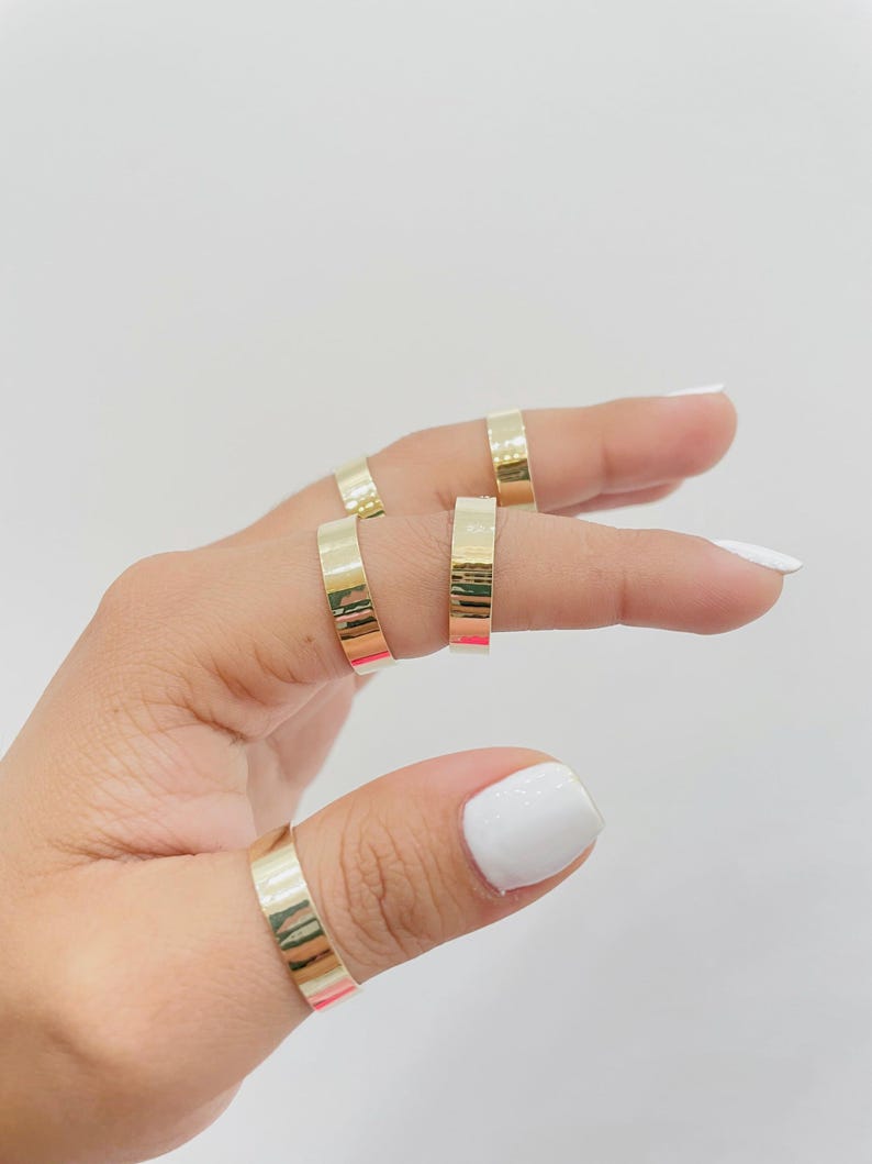 14K Square Finish Simple Gold Band - Etsy