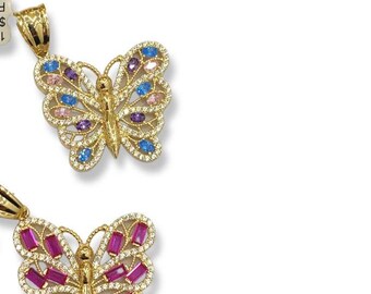 14K Colored Butterfly Pendant