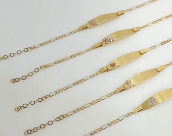 14K 3 Tone Baby Oval Decorative ID Bracelet