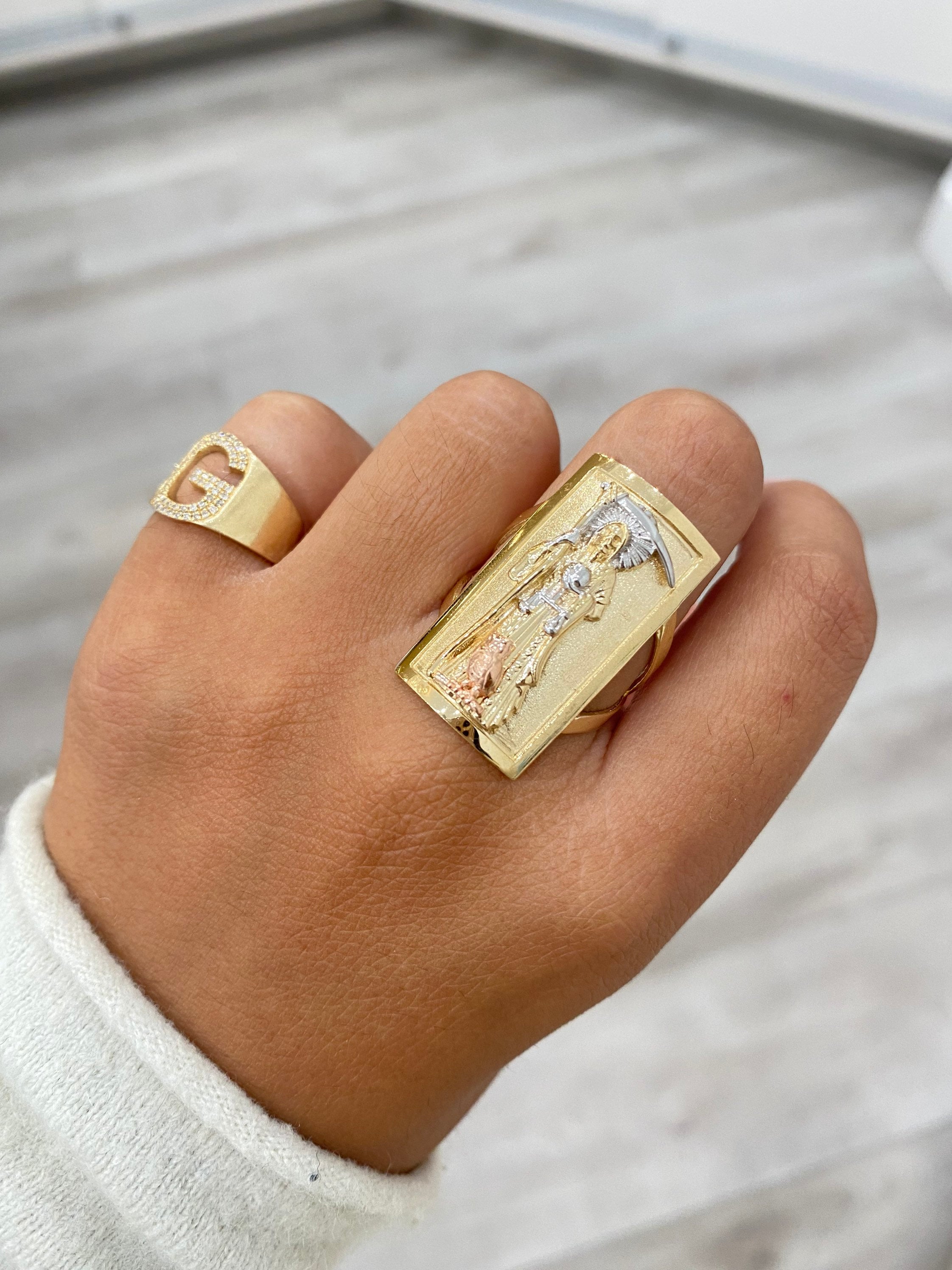Anillo de santa muerte 14K Parca Etsy Mexico