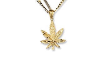 14K Marijuana Leaf Pendant