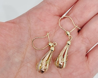 14K 3 TONE DROP EARRINGS