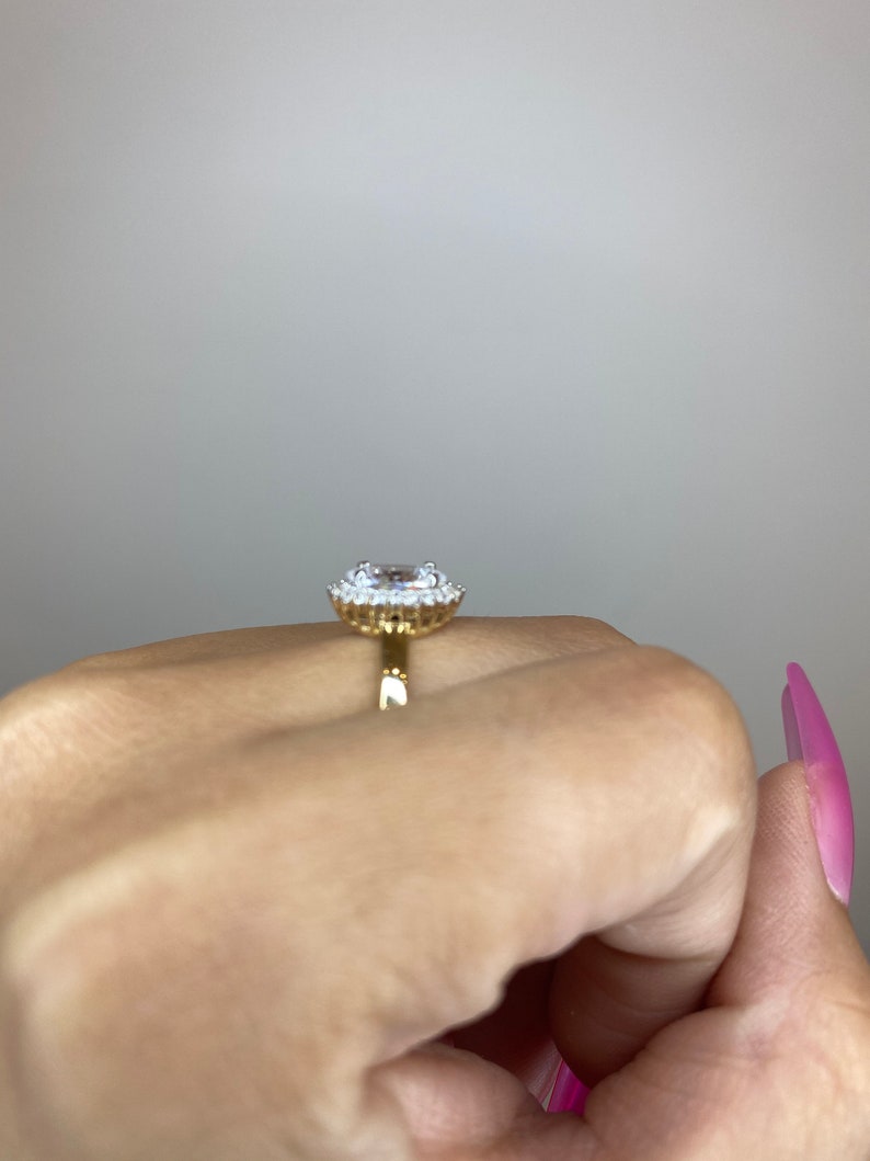 14K Garnet CZ Oval Ring