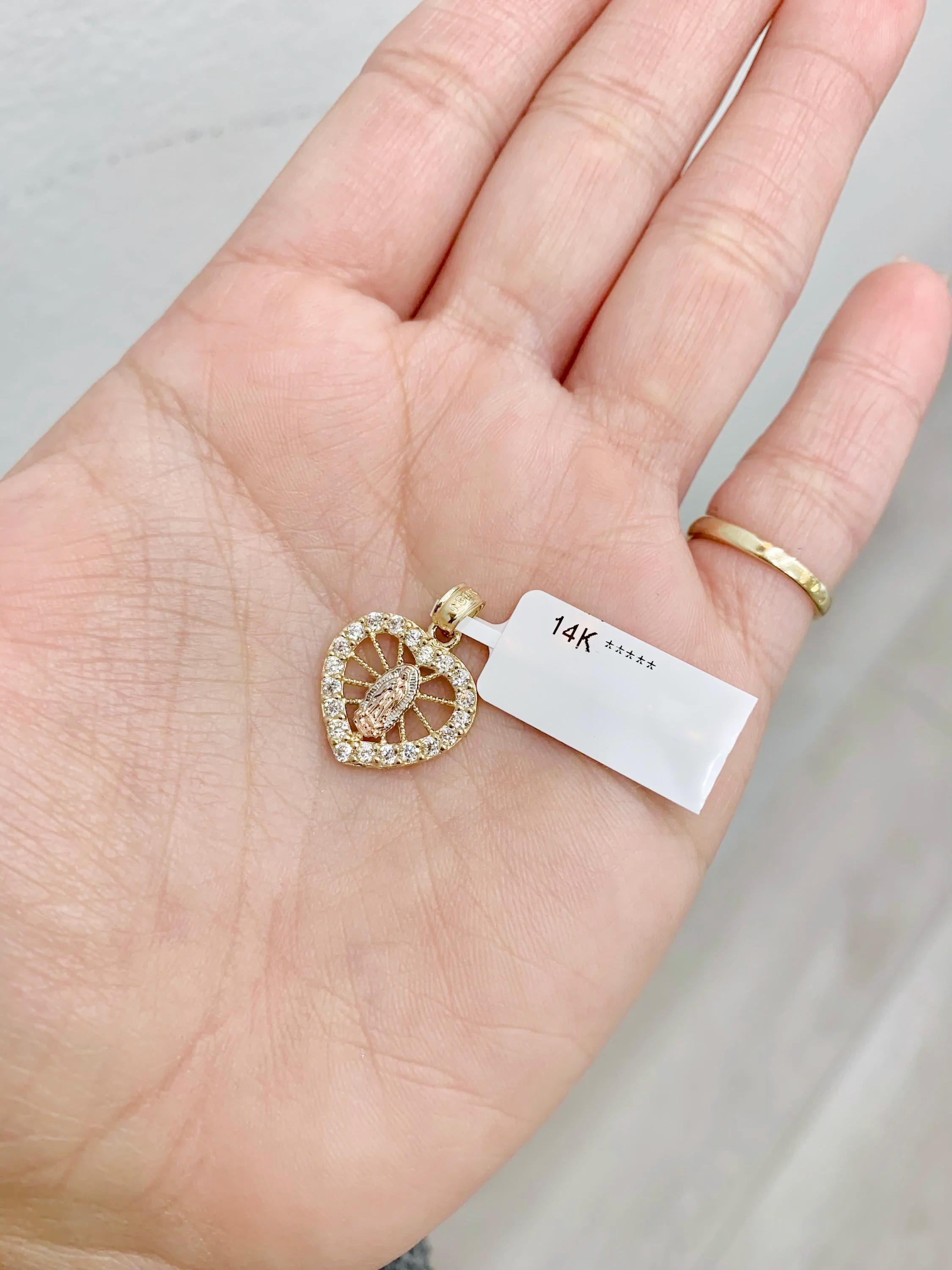 14K Virgin Mary Heart Pendant - Etsy