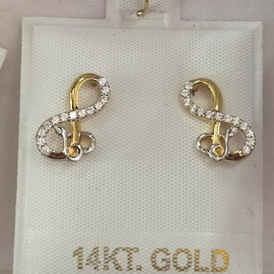 Infinity Earrings, Heart Shape Infinity Stud Earring, 14k