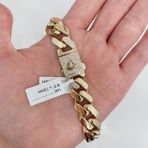 14K 13MM 8.5” MONACO BRACELET
