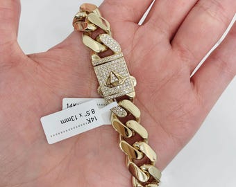 14K 13MM 8.5” MONACO BRACELET