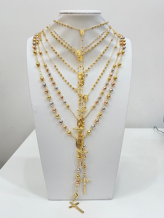 14K 3MM Disco Bead Rosary