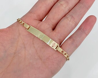 14K Fígaro Link Bracelet with Virgin Mary figure