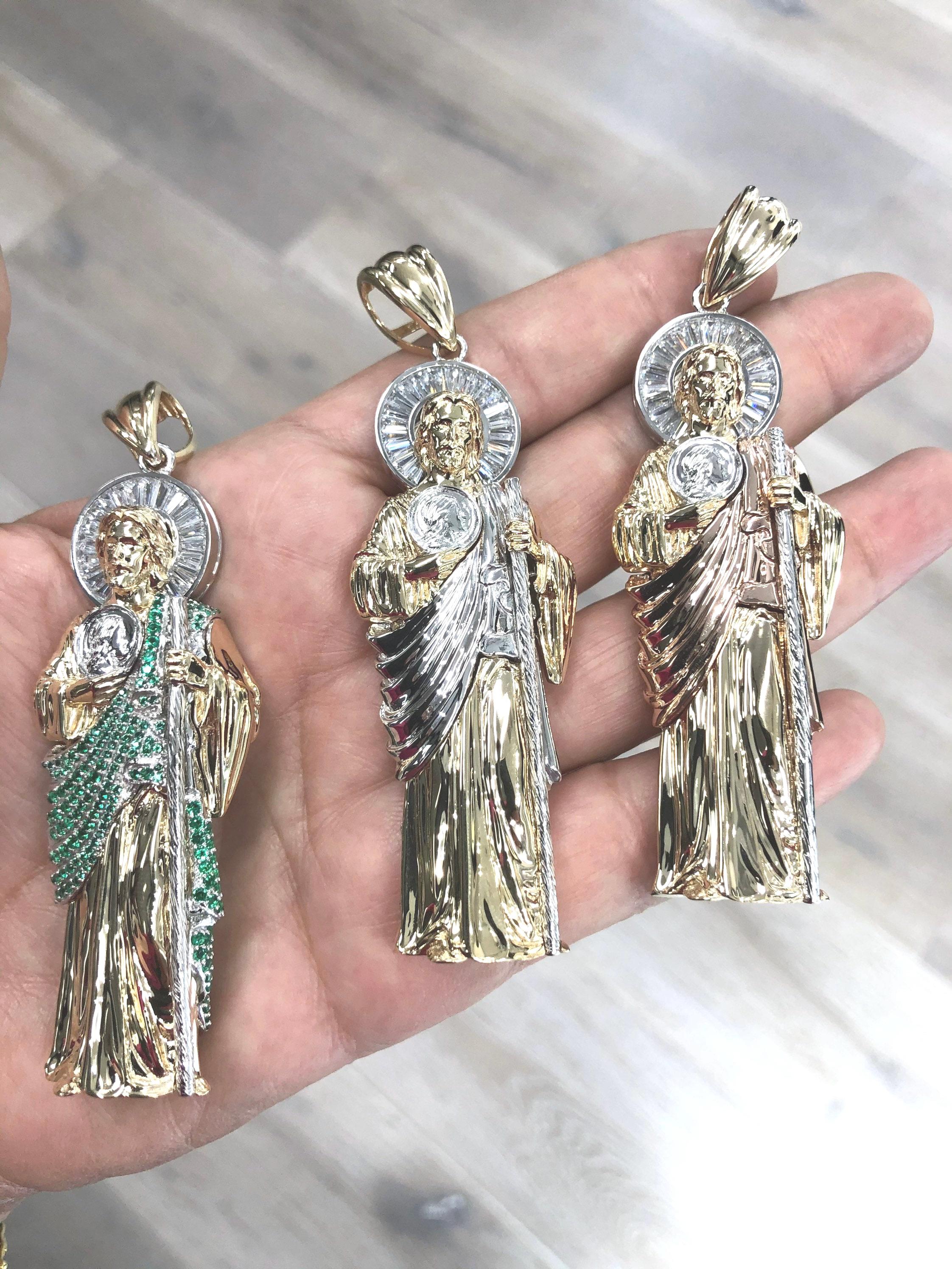 14K 3D Green CZ Saint Jude Pendant - Etsy
