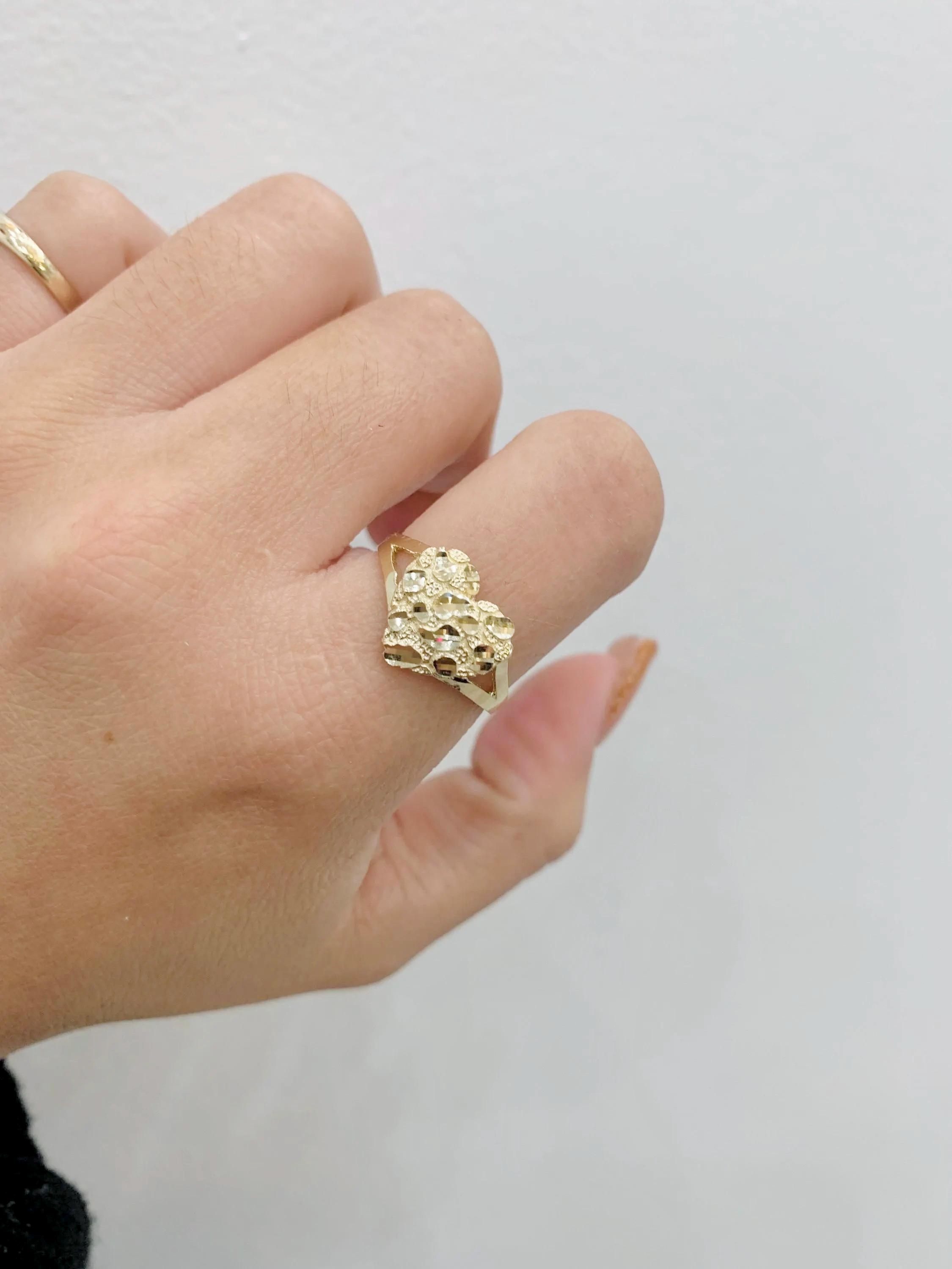 14K NUGGET HEART RING