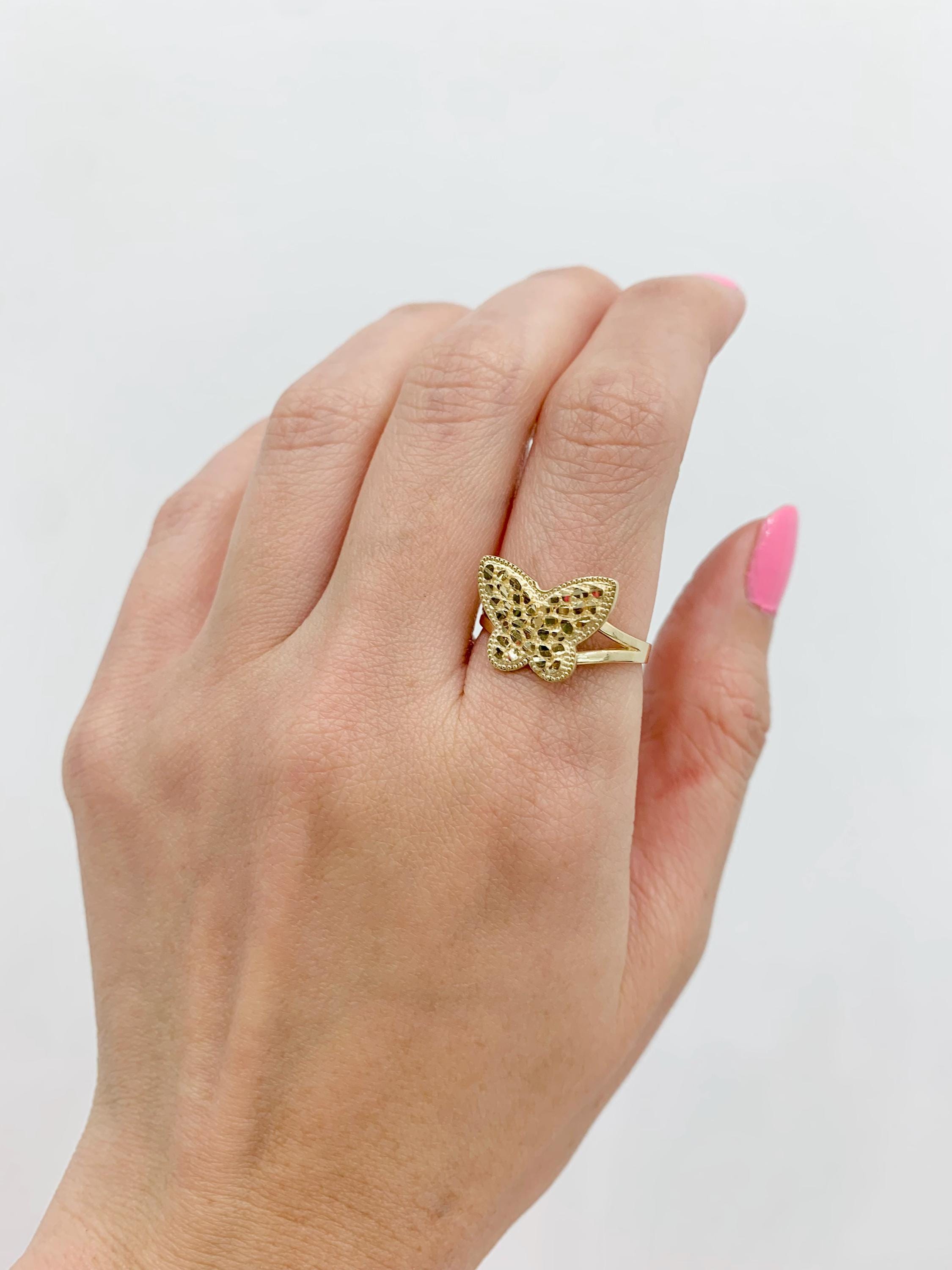 14K BUTTERFLY NUGGET RING - Etsy