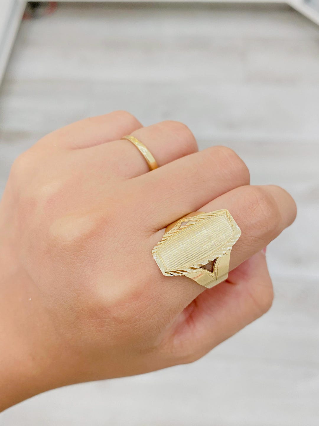 14K Mini Custom Name Ring - Etsy