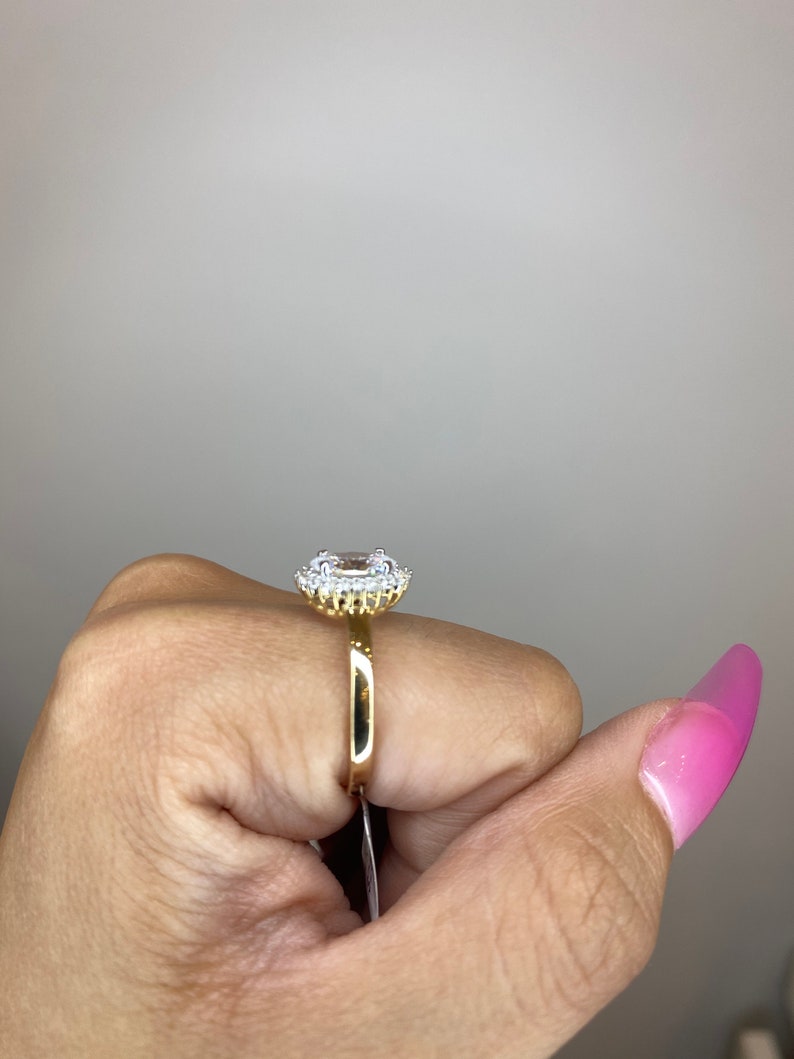 14K Garnet CZ Oval Ring