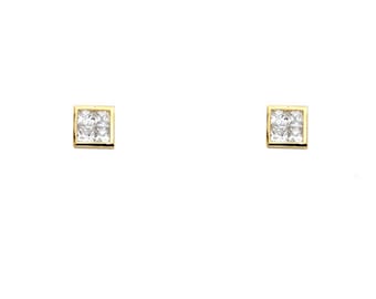 14K 7MM Square CZ Stud Earrings
