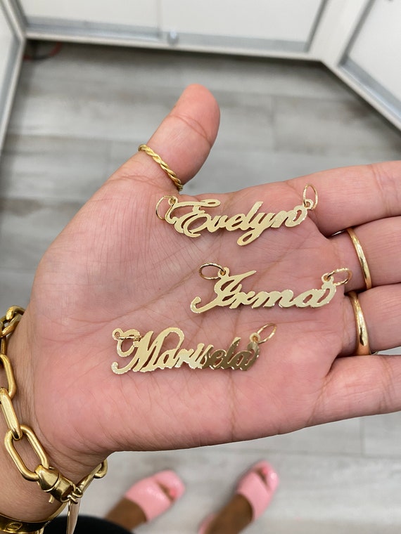14K Custom Name Pendant - Etsy