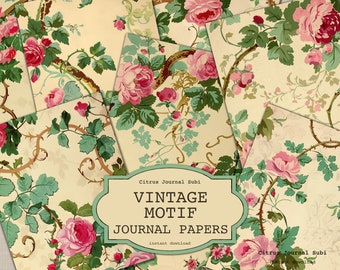 フローラルジャンクジャーナルキット：ヴィンテージブックページ