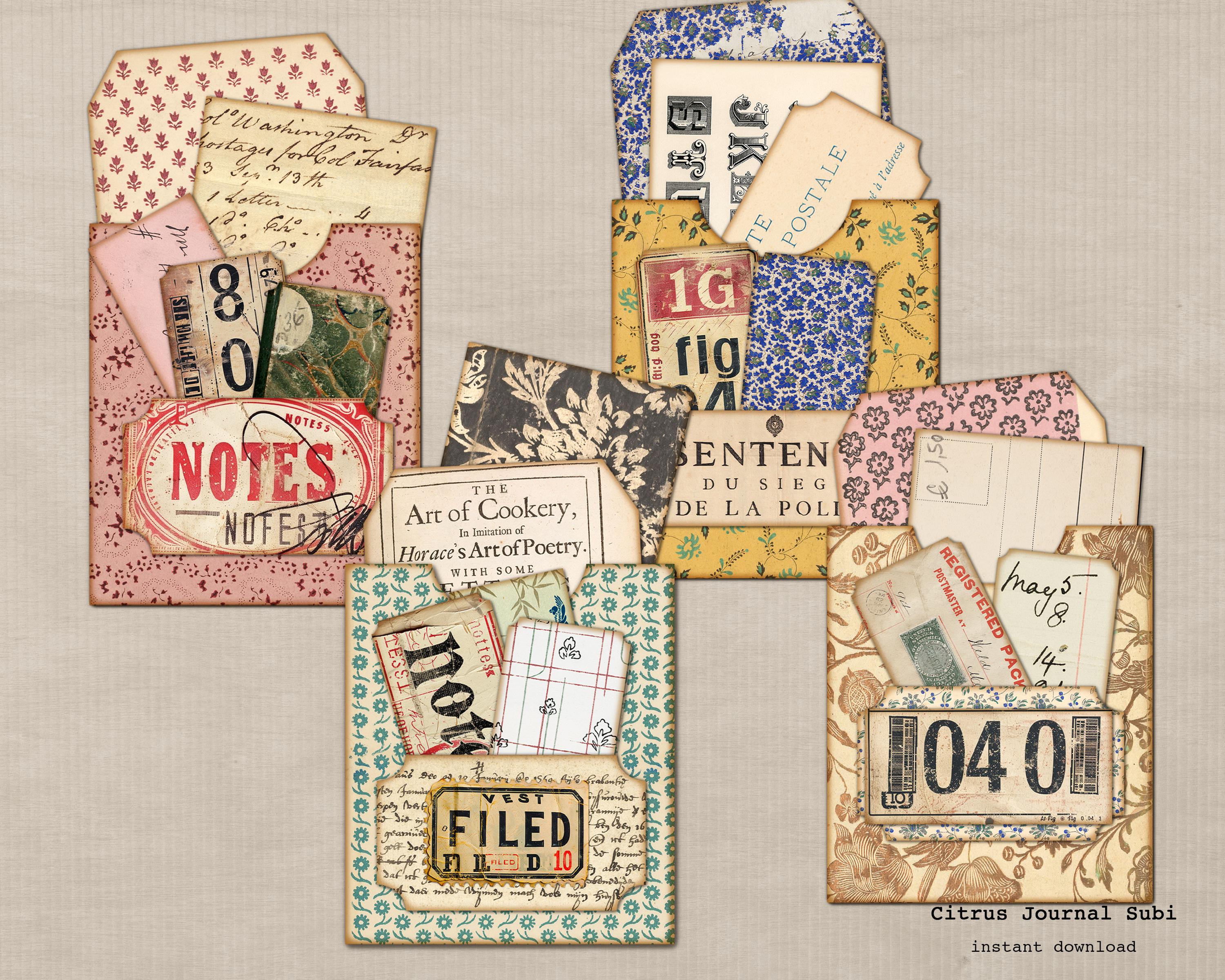 Vintage Junk Journal Pockets, Loaded Paper Tags (digital Download) - Etsy