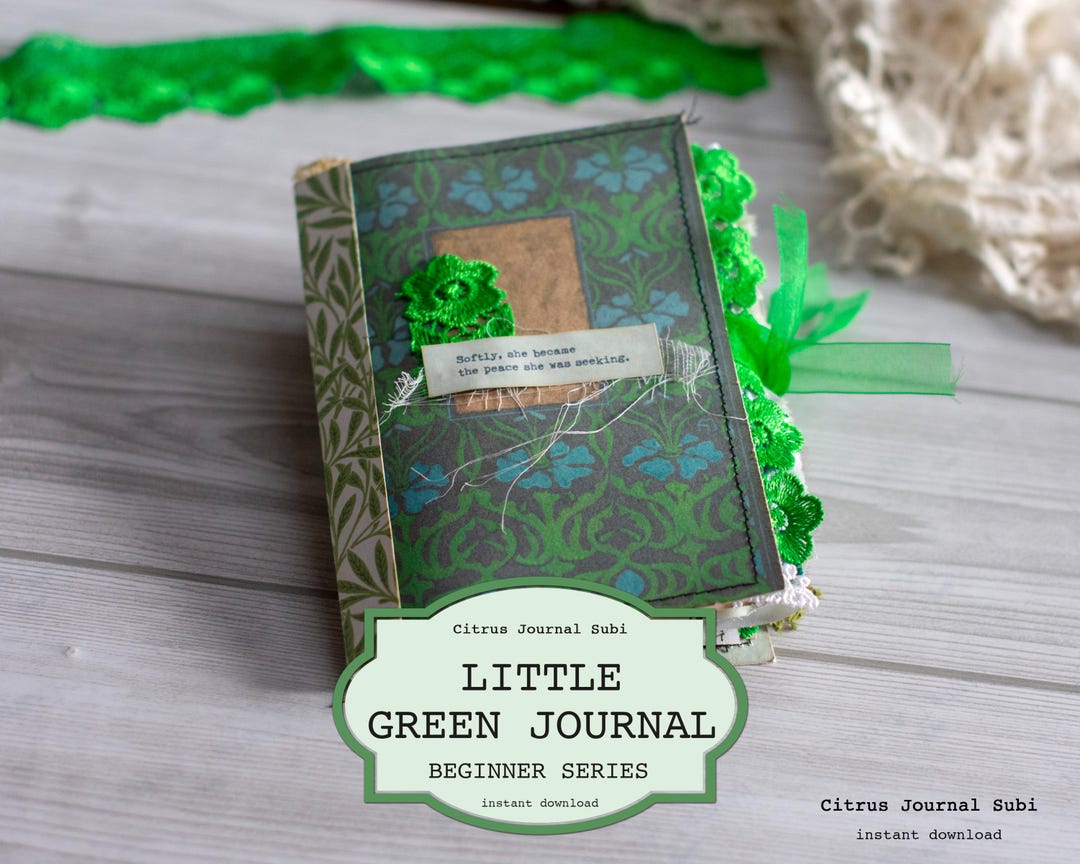 Green Junk Journal Kit, Beginners Vintage Notebook, Little Digital ...