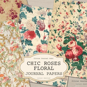 Shabby Chic Roses, Junk Journal, Floral Junk Journal, Digital Journal, Printable Paper, Vintage Journal, Vintage Roses, Victorian Journal